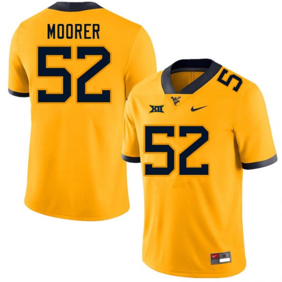 Men's West Virginia Mountaineers NCAA #52 Parker Moorer Gold Authentic Nike Stitched College Football Jersey ZP15H07UK